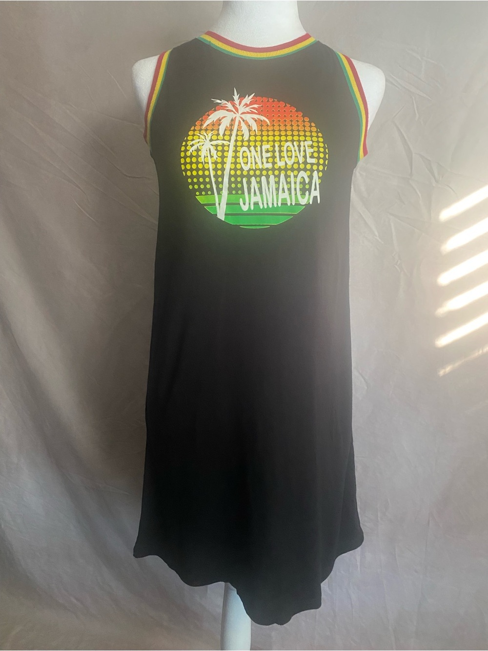 Graphic Tank Dress Black Size Small One Love Jamaica multicoloured
